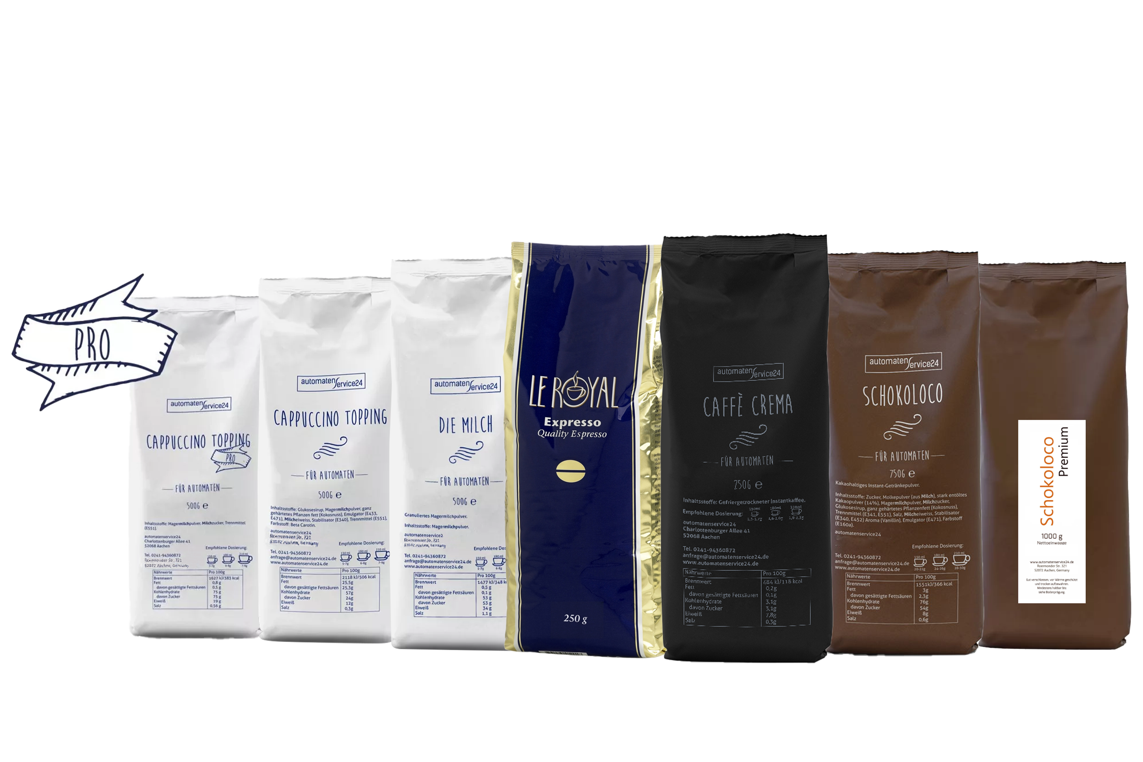 Milch, Kakao & Instantkaffee XL